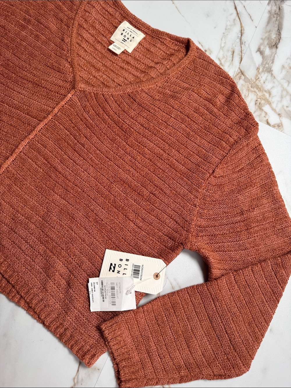 NWT Billabong Open Knit Pullover V Neck Sweater Sz M Beachy Surf Resortwear